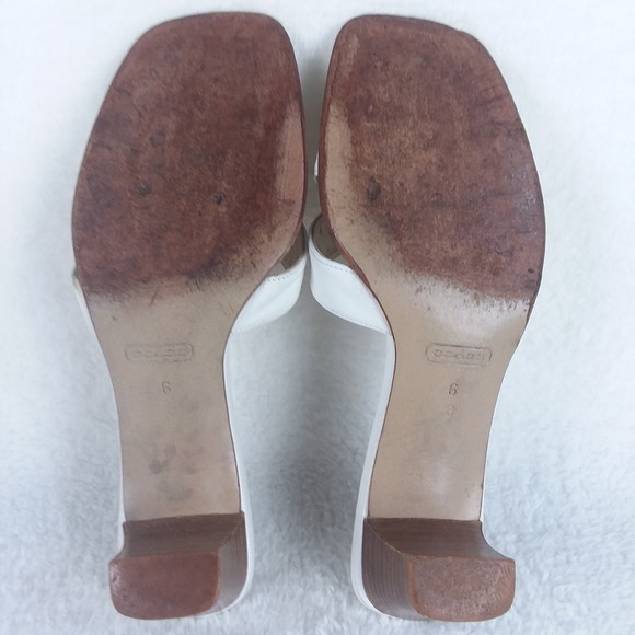 Coach Magdalene‎ White Leather Cross Strap Buckle Slide Sandals Womens 6 Italy - Picture 10 of 12